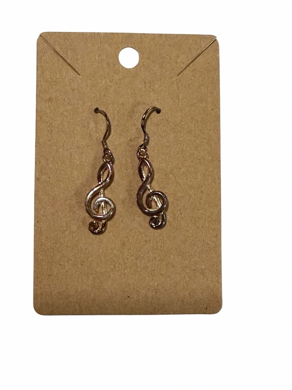 Gold Treble Clef Dangle Earrings - Women Jewelry